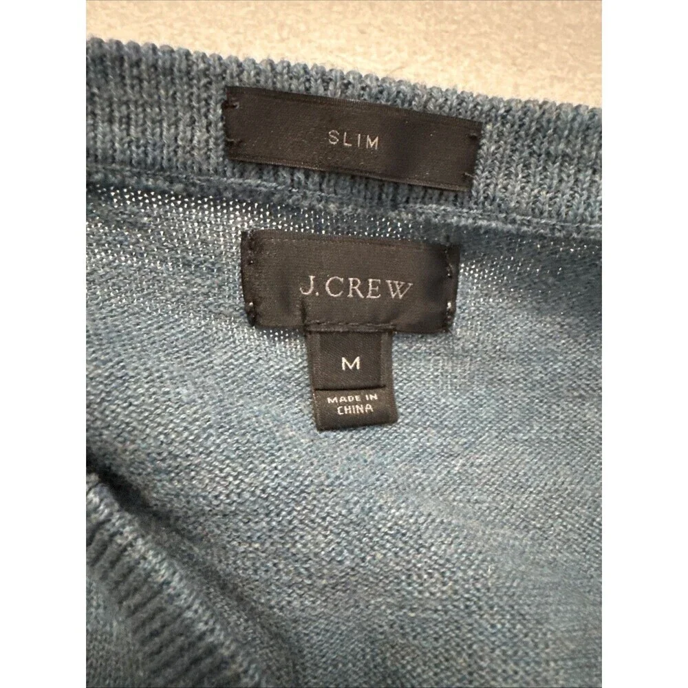J Crew Sweater Men Medium Slim Pullover 100%  Cotton V-Neck Lightweight NWOT